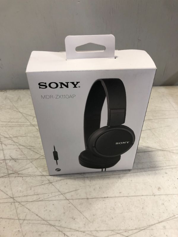 Photo 2 of Sony ZX Series Wired On-Ear Headphones with Mic, Black MDR-ZX110AP
