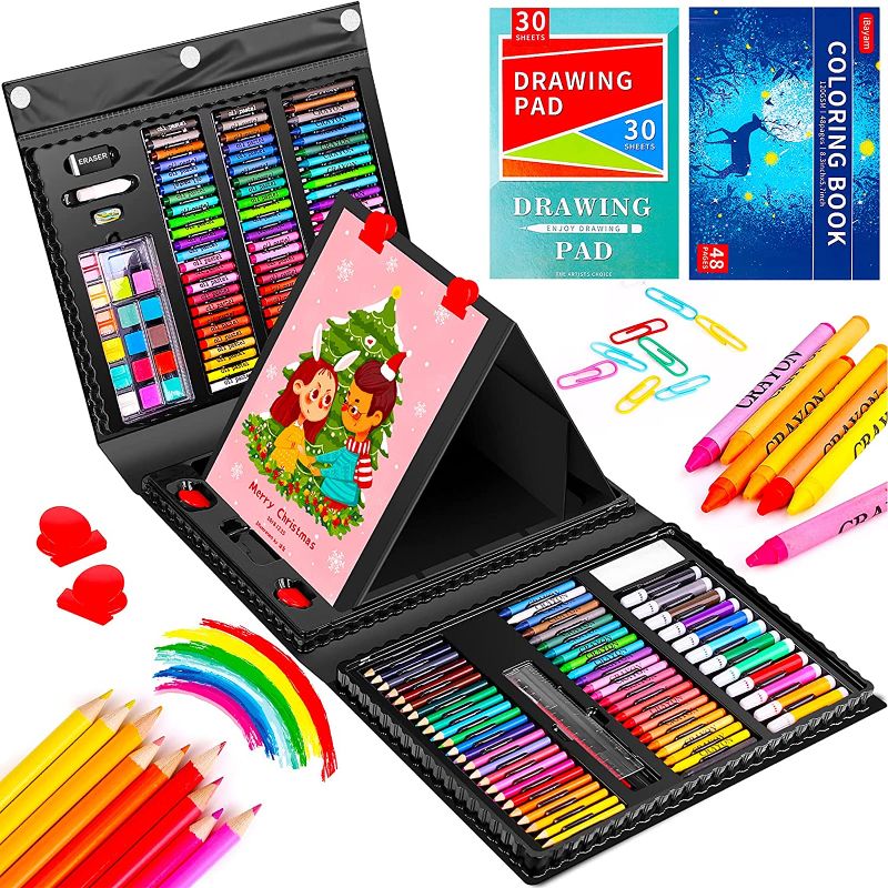 Photo 1 of Art Kit, iBayam 222 Pack Drawing Kits Art Supplies for Kids Girls Boys Teens Artist 5 6 7 8 9 11 12, Beginners Art Set Case with Trifold Easel, Sketch Pad, Coloring Book, Pastels, Crayons, Pencils
