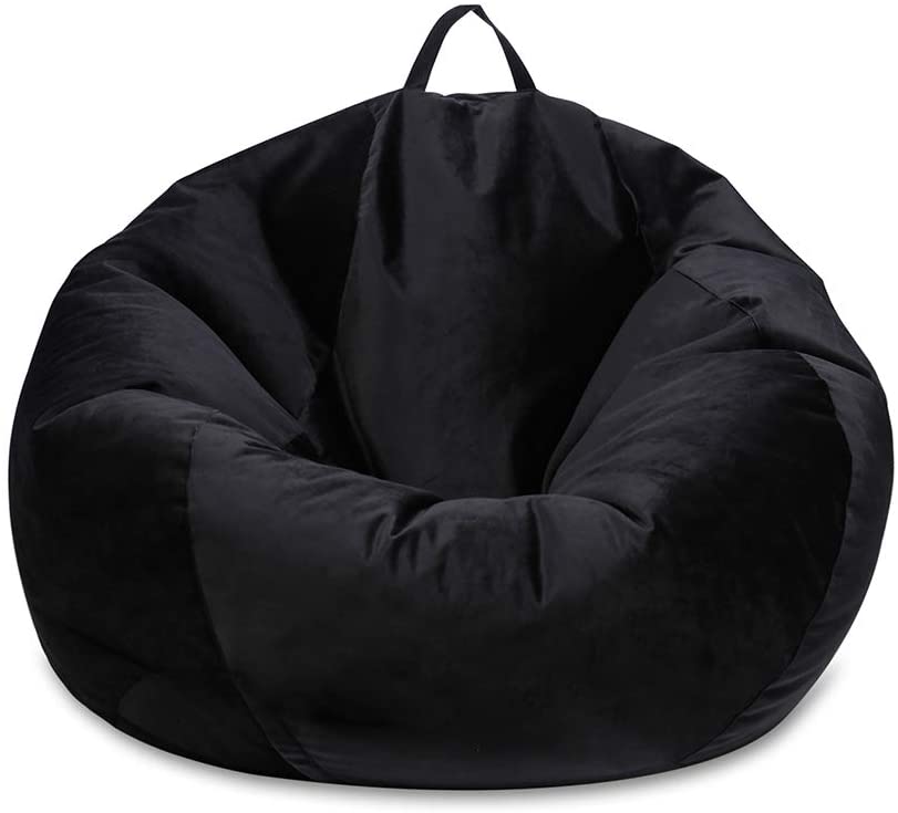 Photo 1 of Bean Bag Chair Cover Only, MFTEK Large Washable Memory Foam Furniture Bean Bag Replacement Cover with Wash Bag, Without Bean Filling, 43.3’’×43.3’’×47.2’’ (Black)
