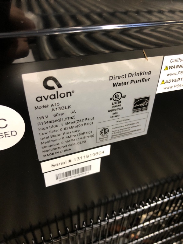 Photo 7 of Avalon A13BLK Electric Bottleless Cooler Water Dispenser-3 Temperatures, Self Cleaning, Black Stainless Steel
