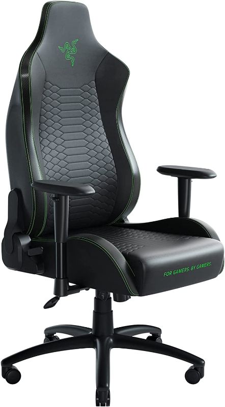 Photo 1 of Razer Iskur X XL Gaming Chair: Ergonomically Designed for Hardcore Gaming - Multi-Layered Synthetic Leather Foam Cushions - 2D Armrests - Steel-Reinforced Body - Black/Green
