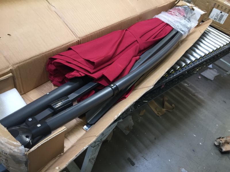 Photo 1 of 10Ft Outdoor Adjustable Offset Cantilever Hanging Patio Umbrella (Red)