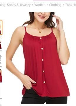 Photo 1 of Camisoles for Women with Built in Bra Adjustable Strap Tank Tops Cami Sleeveless Summer Tops for Workout Sleeping Traveling
3XL RED