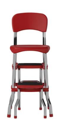 Photo 1 of 2-Step 3 ft. Steel Retro Step Stool with 225 lbs. Load Capacity in Red
