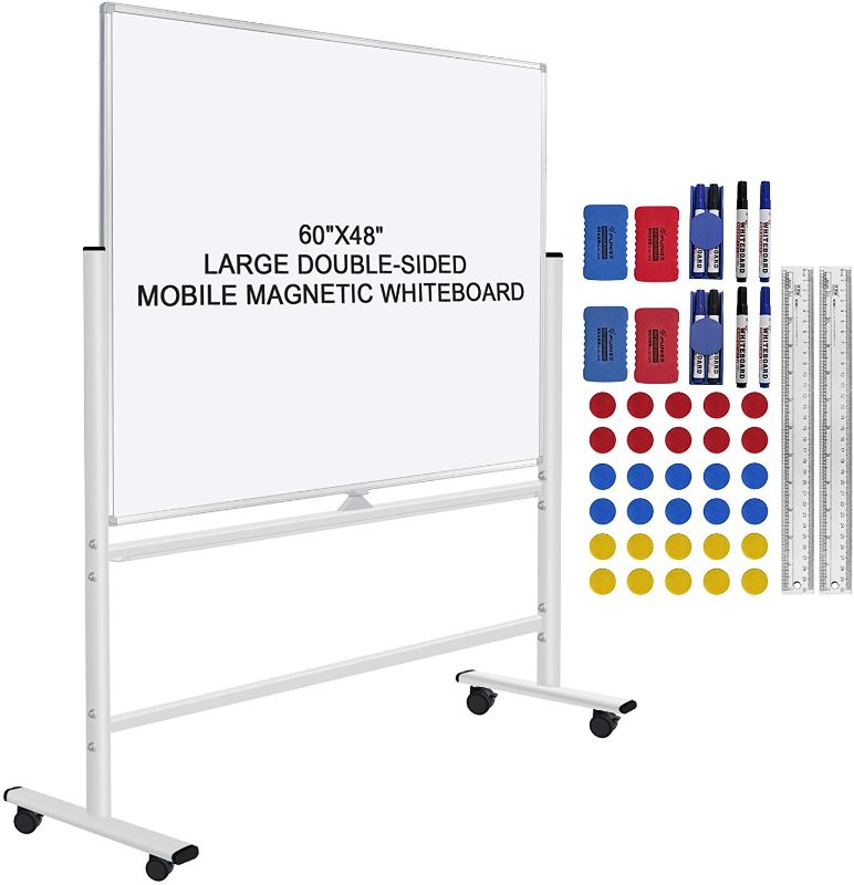 Photo 1 of 60"x48" Mobile Whiteboard Double-Sided Magnetic Dry Erase Board on Wheels - Comercial Rolling White Boards with Sturdy Stand for Home, Office & School
NEW
