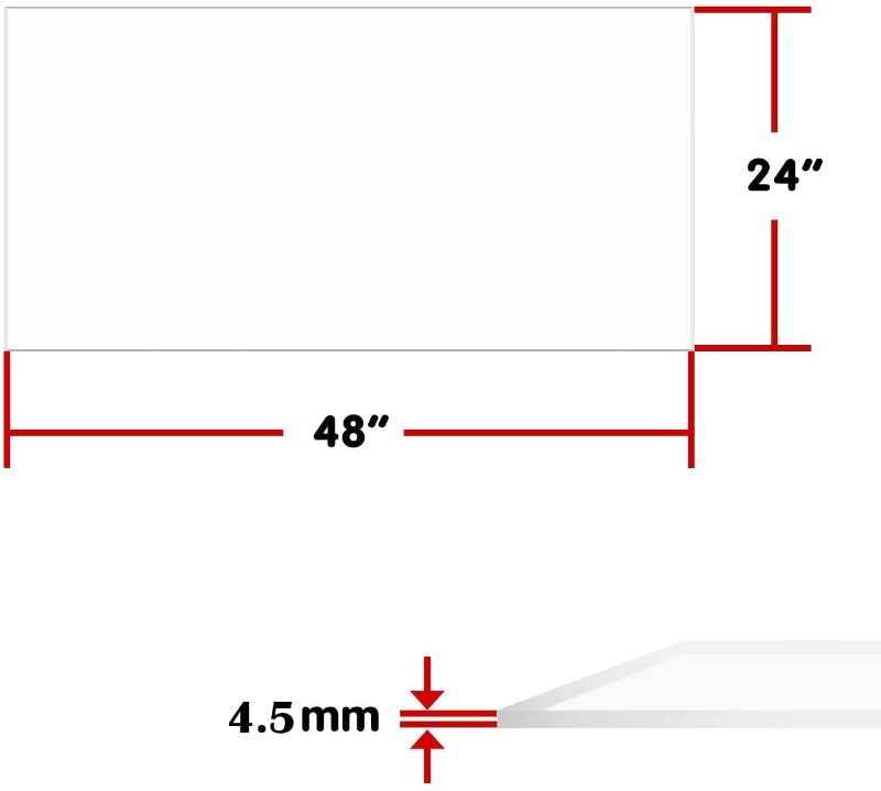 Photo 1 of 24x48" Clear Plexiglass Sheet, 4.5mm Thick, Highly Versatile, Light Weight and High Impact Strength, Great Custom Sneeze Guard, Made in USA