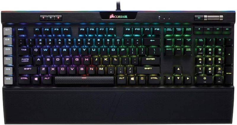 Photo 1 of Corsair K95 RGB Platinum Mechanical Gaming Keyboard - 6x Programmable Macro Keys - USB Passthrough & Media Controls - Fastest Cherry MX Speed - RGB LED Backlit - Black Finish
