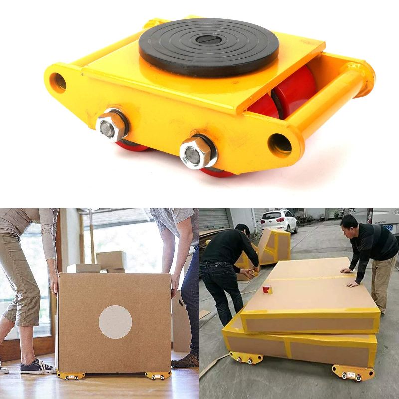 Photo 1 of 6T Industrial Machinery Mover with 360° Rotation Plat 13200lbs Machinery Moving Skates with 4 Roller Wheels Machinery Mover Dolly Skate, Orange, 1PC
