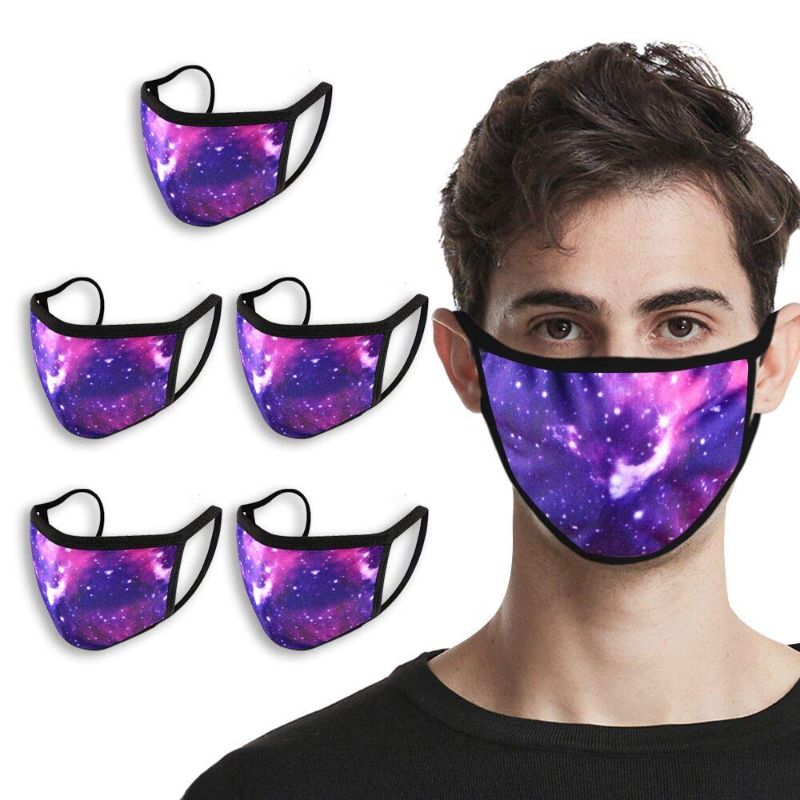 Photo 1 of 5 Pack Fashion Starry Sky Galaxy Pattern Face Protective Coverings, Unisex Reusable and Washable Soft Cotton Fabric for Outdoor
