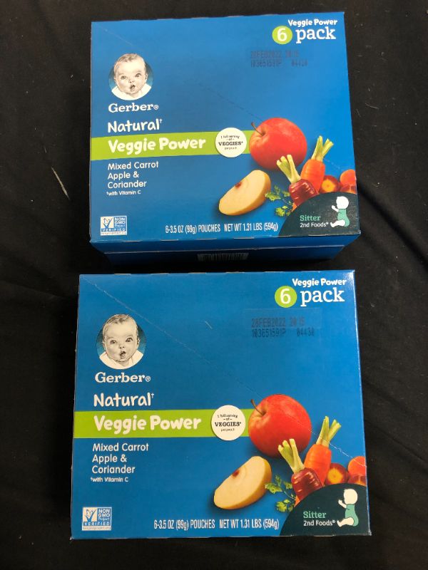 Photo 2 of Gerber 2nd Foods Natural with Vitamin C Veggie Power Pouch, Mixed Carrot Apple & Coriander, 3.5 OZ, 6 CT 2 PCK
EXP FEB 28 2022
