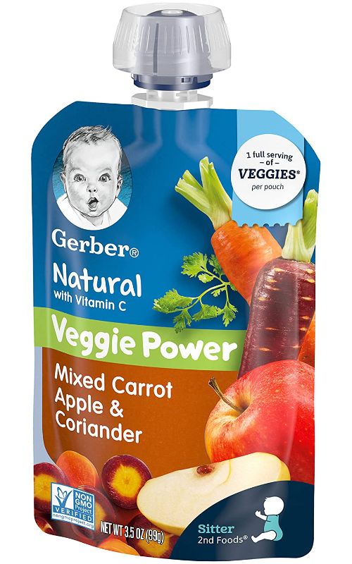 Photo 1 of Gerber 2nd Foods Natural with Vitamin C Veggie Power Pouch, Mixed Carrot Apple & Coriander, 3.5 OZ, 6 CT 2 PCK
EXP FEB 28 2022
