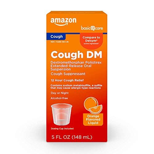 Photo 1 of Amazon Basic Care 12 Hour Cough DM, Dextromethorphan Polistirex Extended-Release Oral Suspension, Cough Suppressant, 12 Hour Cough Relief, Orange Flav
EXP 05/2022