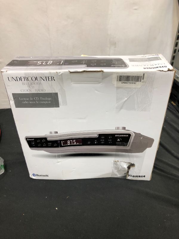 Photo 3 of SYLVANIA SKCR2713 Under Counter CD Player with Clock Radio and Bluetooth, Silver
