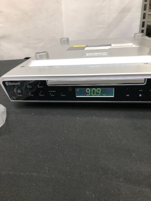 Photo 4 of SYLVANIA SKCR2713 Under Counter CD Player with Clock Radio and Bluetooth, Silver
