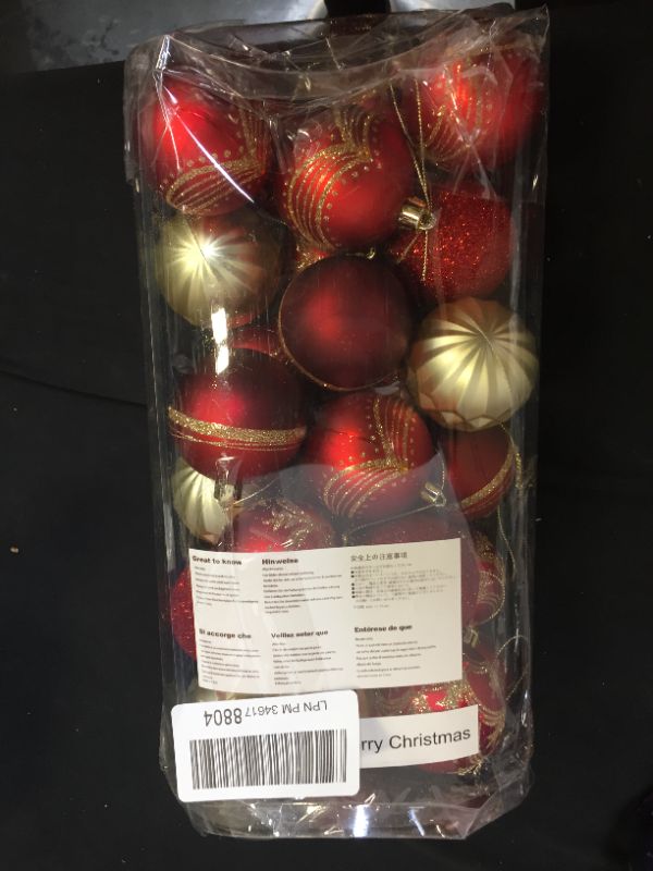 Photo 1 of 25 PACK RED/GOLD CHRISTMAS ORNAMENTS 