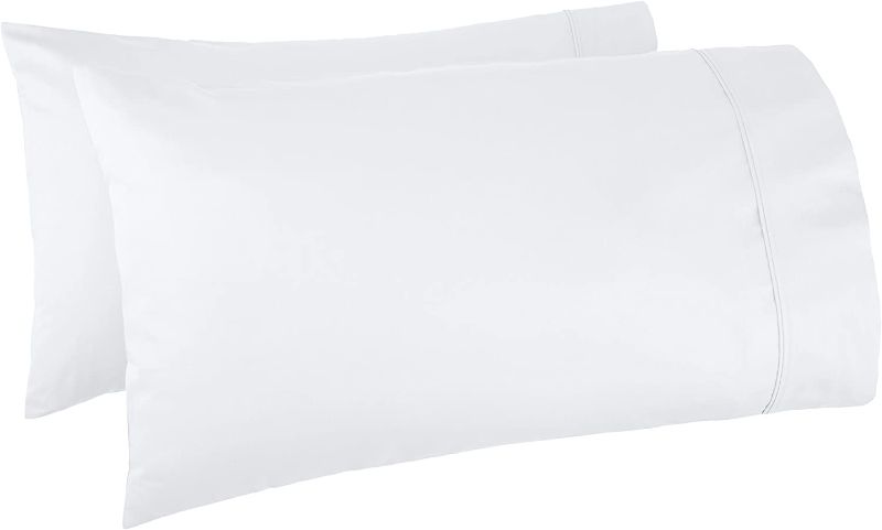 Photo 1 of Amazon Basics 400 Thread Count Cotton Pillow Cases, Standard, Set of 2, White