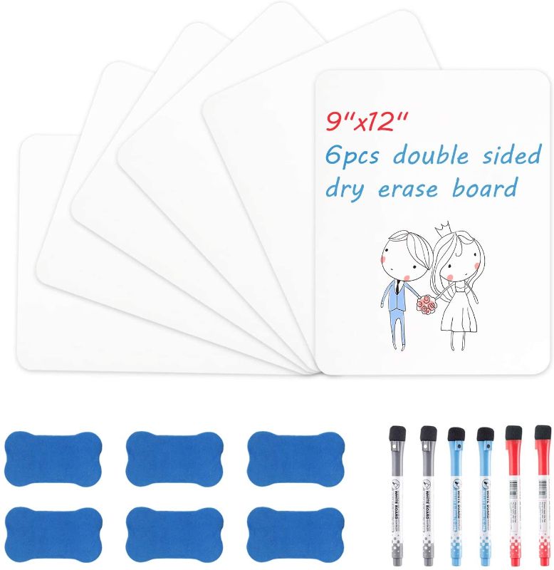 Photo 1 of Aobopar 9x12 inch Dry Erase Lapboards Double Sided Writeboards Mini Whiteboards for Interactive Learning (Set of 6)