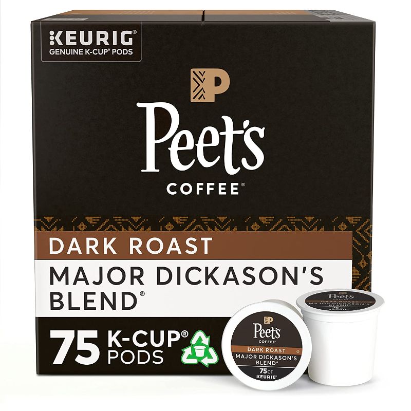 Photo 1 of Peet’s Coffee, Major Dickason's Blend - Dark Roast Coffee - 75 K-Cup Pods for Keurig Brewers (1 Box of 75 K-Cup Pods)
EXP 01/2022