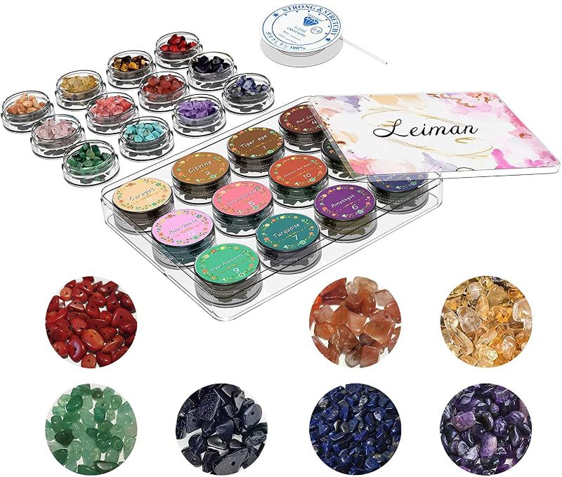 Photo 1 of WIWISI Chip Stone Beads 5-8mm for Jewelry Making, Natural Irregular Gemstones Crushed Bead Bracelet Ring Earring DIY Tree of Life Pendant(12 Colors)