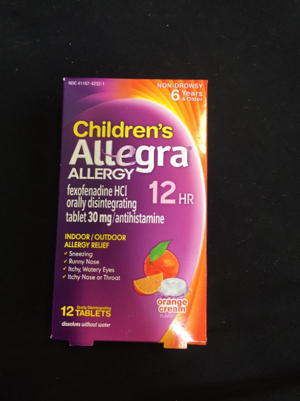 Photo 1 of Allegra Children's Non-Drowsy Antihistamine Meltable Tablets for 12-Hour Allergy Relief, 30 mg 12-Count