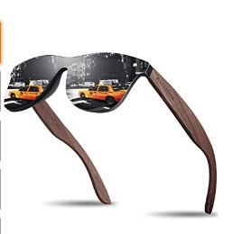 Photo 1 of Kithdia Zebra Wooden Bamboo Sunglasses Polarized for Men and Women - Wood Temples Sunglasses S5029