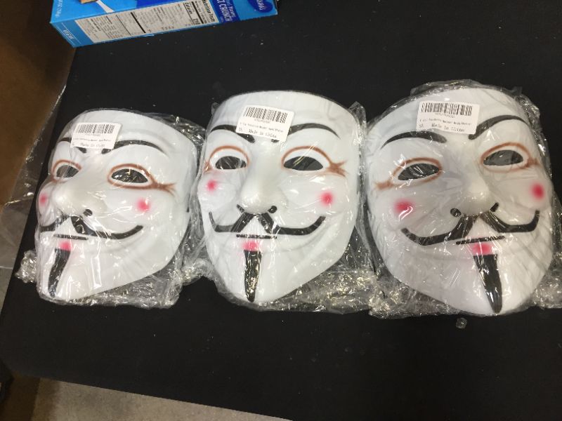 Photo 2 of 3 PACK - V for Vendetta Quality Mask Anonymous Hacker Masks One Size