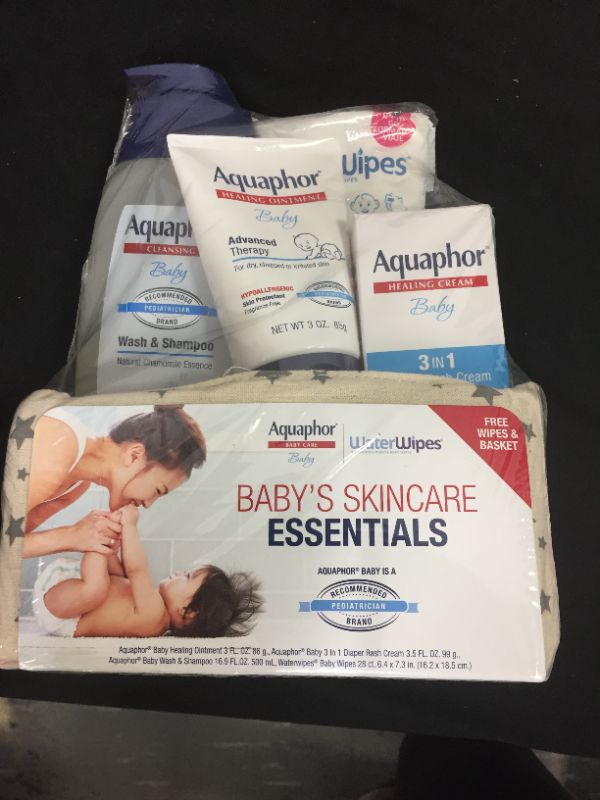 Photo 2 of Aquaphor Baby Welcome Gift Set, Free WaterWipes and Bag Included, Healing Ointment, Wash & Shampoo, 3 in 1 Diaper Rash Cream, 5 Piece