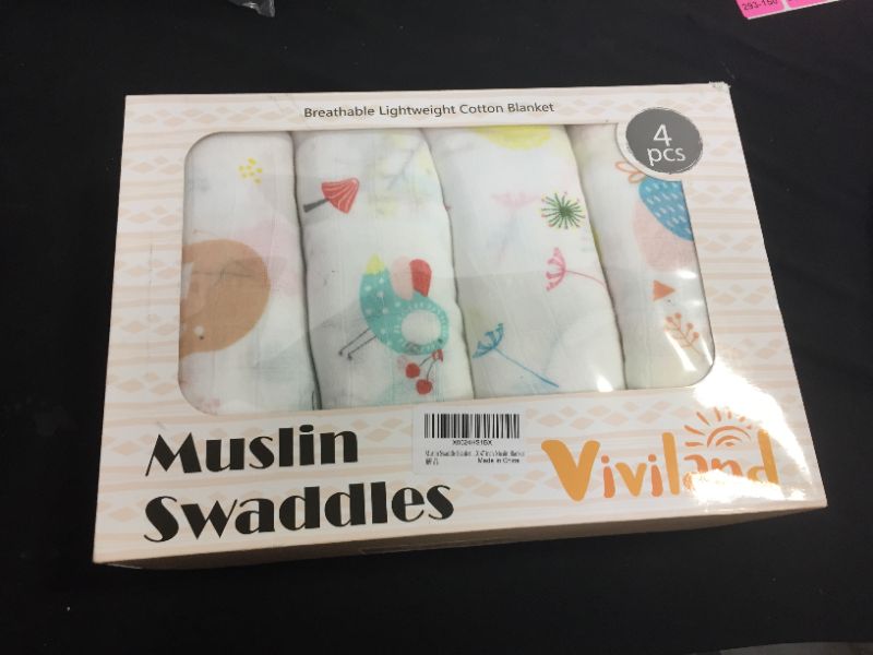 Photo 2 of Viviland Baby Muslin Swaddle Blanket for Newborn Boys and Girls | 70% Bamboo 30% Cotton Receiving Blanket Swaddle Wrap with Gift Box | 4 Packs, 47 X 47 inch, Flamingo, Rabbit, Pineapple, Dandelion