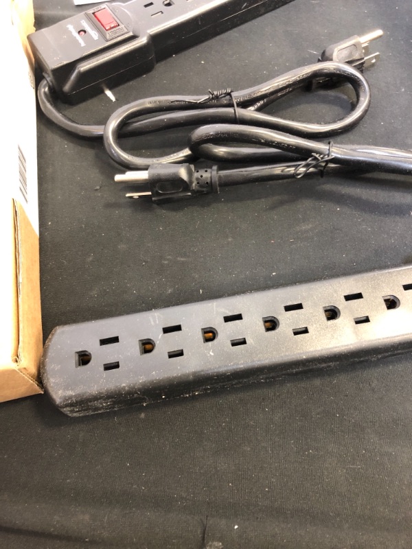 Photo 3 of  AmazonBasics 6-Outlet Surge Protector Power Strip 2-Pack, 200 Joule - Black