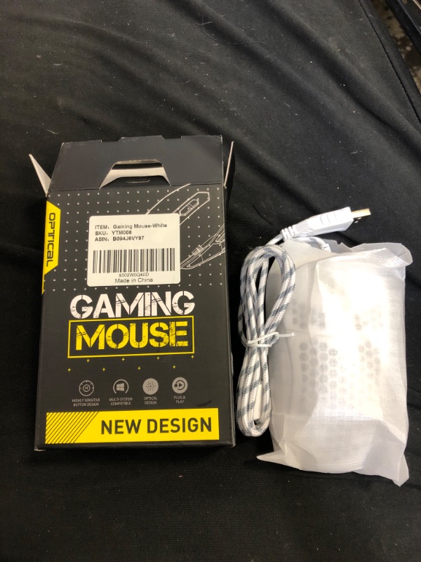 Photo 2 of Honeycomb Wired Gaming Mouse, 7200 Adjustable DPI with RGB Backlight, Ultralight USB Computer Mouse with Ergonomic Design, High Precision Sensor for PC & Laptop (White)
