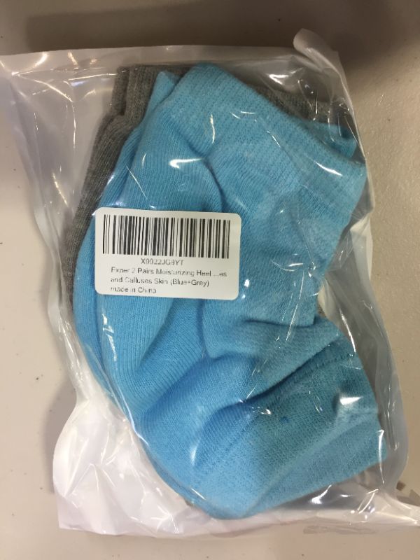 Photo 2 of Exper 2 Pairs Moisturizing Heel Socks Gel Lined Toeless Spa Socks Day Night to Heal and Treat Dry Hard Cracked Heel,Damaged Cuticles and Calluses Skin (Blue+Grey) one size fits all (brand new, open for pictures)