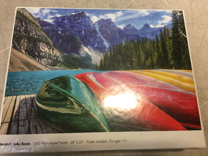 Photo 3 of 1000 Piece Puzzle for Adults: Mountain Lake Boats Jigsaw Puzzle
