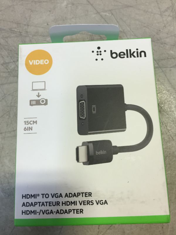 Photo 2 of Belkin HDMI to VGA Adapter with Micro-USB Power and Audio Support, Compatible with Apple TV 4K and Most TVs
