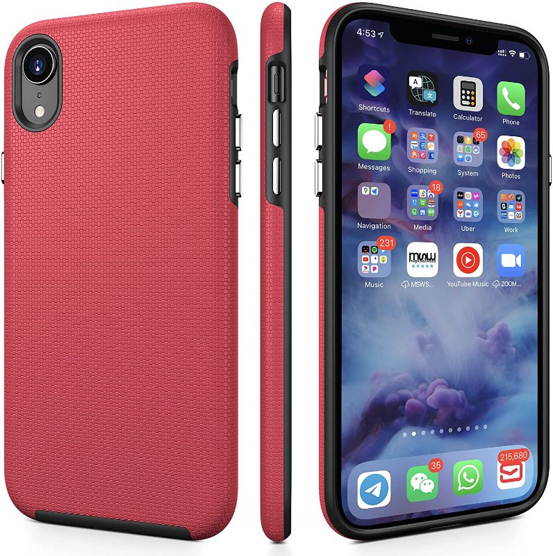 Photo 1 of ( 2 PACKS) CellEver Case for iPhone XR, 6.1-Inch, Dual Guard Series Protective Shock-Absorbing Scratch-Resistant Rugged Drop Protection Cover (Red)
