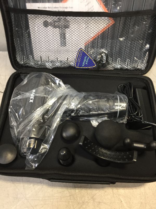 Photo 6 of *** FACTORY SEALED BUT OPENED FOR LIVE PHTO *** Massage Gun Deep Tissue Percussion Muscle for Athletes,Quiet Handheld Massagers with 30 Speed, Electric Back Massager of X3 Pro(Black)
