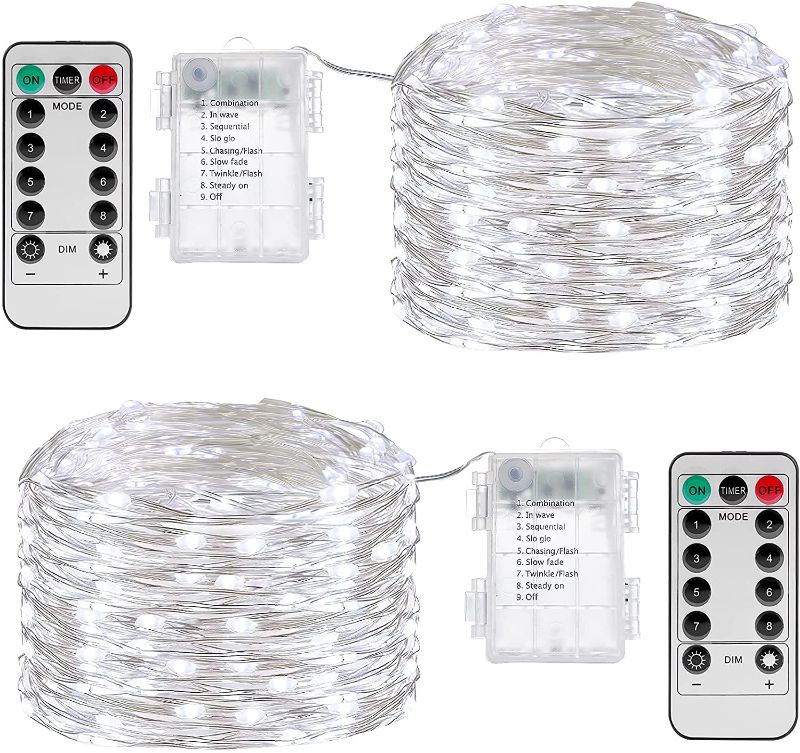 Photo 1 of KPafory Fairy Lights Battery Operated, 2 Pack 20Ft 60LEDS Twinkle Lights with Remote Control Timer Waterproof for Bedroom Party Wedding Christmas Indoor and Outdoor Decorations