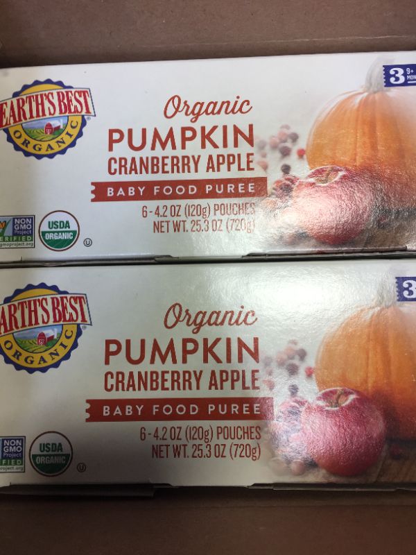 Photo 3 of Earth's Best Organic Stage 3 Baby Food, Pumpkin Cranberry Apple, 4.2 Oz Pouch (Pack of 12)---- EXP 02/18/2022