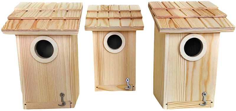 Photo 1 of 3 Pack Bird House - Bluebird, Finch, Wren, Chickadee, Tree Swallow Bird, Wild Birds, Woodpecker House, Unfinished Wood DIY Project |
