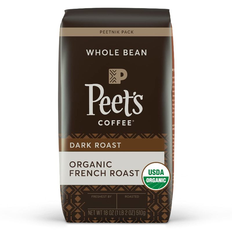 Photo 1 of ( 3 PACKS) Peet's Coffee, Organic French Roast - Dark Roast Whole Bean Coffee - 18 Ounce Bag, USDA Organic ---- EXP 09/02/2021
