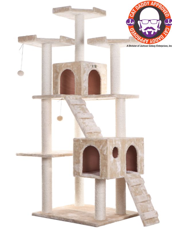 Photo 1 of **PARTS ONLY*** BEIGE CAT TOWER - MULTIPLE TIERS (G666-13027761) --- MISSING PIECES POLE ATTACHMENTS SEEM TO BE MISSING AND POSSIBLY OTHER PIECES ***SET IS NOT COMPLETE***