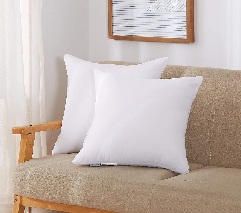 Photo 1 of Acanva - PI-SP18-2P Throw Pillow Inserts Hypoallergenic Couch Stuffer Euro Sham Fillers, 18"-2P, White
