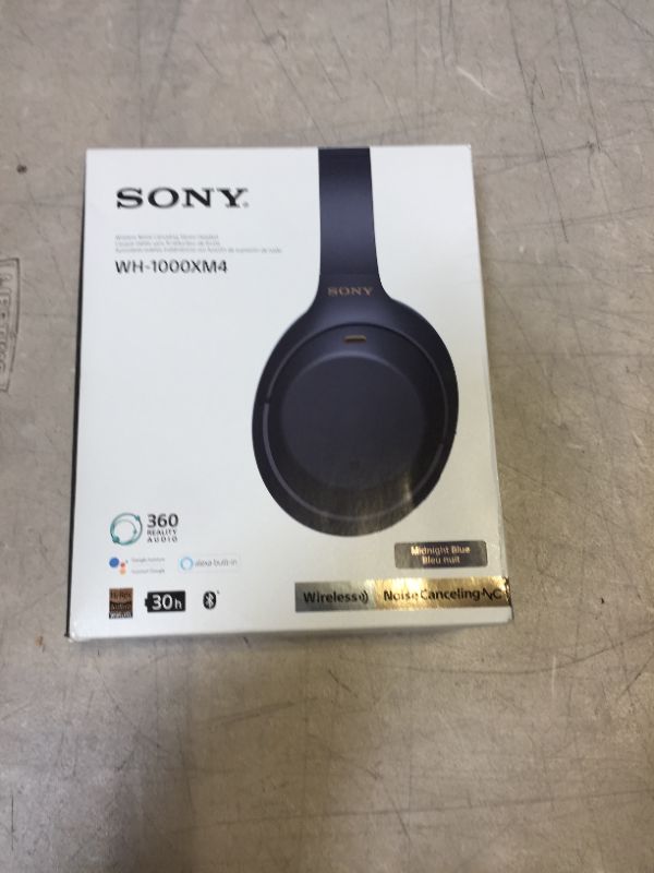 Photo 6 of Sony - WH-1000XM4 Wireless Noise-Cancelling Over-the-Ear Headphones - Midnight Blue---ITEM IS DIRTY---
