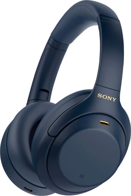 Photo 1 of Sony - WH-1000XM4 Wireless Noise-Cancelling Over-the-Ear Headphones - Midnight Blue---ITEM IS DIRTY---
