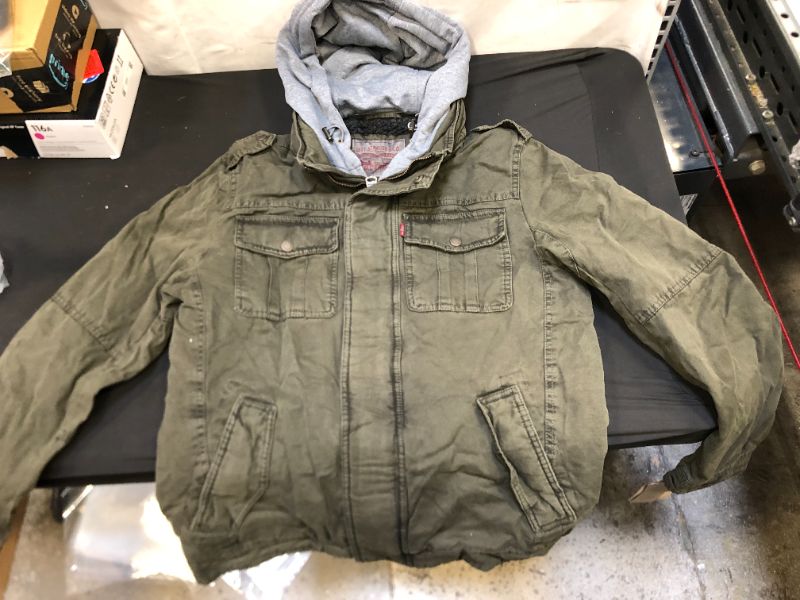 Photo 2 of Levi's Men's Washed Cotton Hooded Military Jacket SMALL