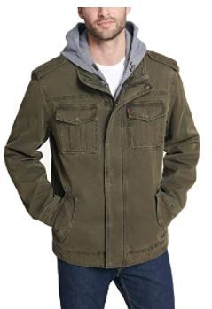 Photo 1 of Levi's Men's Washed Cotton Hooded Military Jacket SMALL