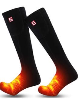 Photo 1 of Spring Heated Socks Electric Rechargeable Winter Heated Socks for Men Women 3 Heating Settings Warm Cotton Thermal Socks for Riding Camping Hiking Skiing MEDIUM