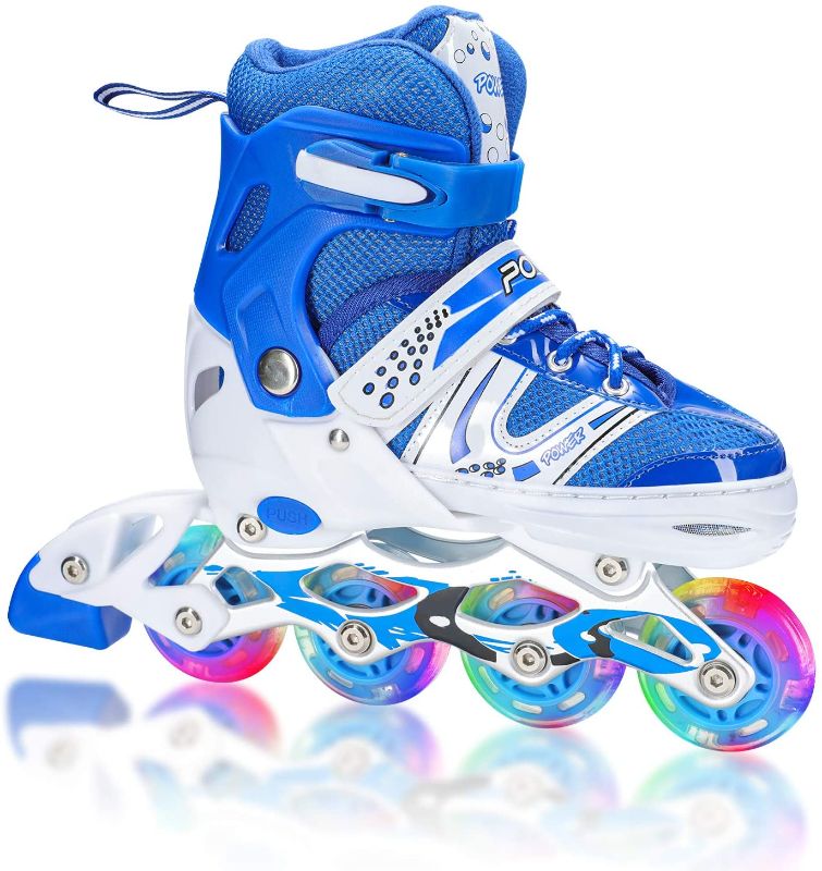 Photo 1 of Kids Inline Skates for Girls Boys Rollerblades Adjustable 4 Sizes with Full Light Up Wheels in Outdoor & Indoor Illuminating Roller Skates for Boys, Kids, Beginners SIZE medium 2-5