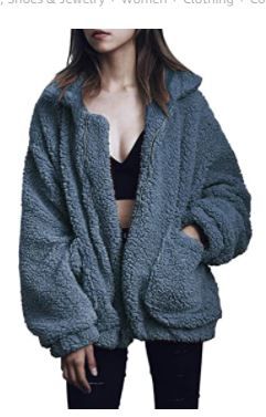 Photo 1 of PRETTYGARDEN Women's Fashion Long Sleeve Lapel Zip Up Faux Shearling Shaggy Oversized Coat Jacket For Warm Winter SMALL