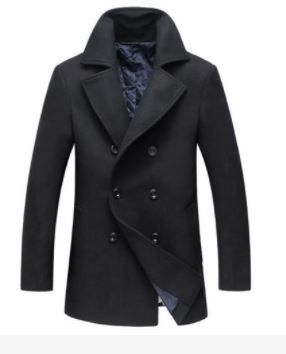 Photo 1 of Chouyatou Men's Classic Notched Collar Double Breasted Wool Blend Pea Coat
SIZE XL 
