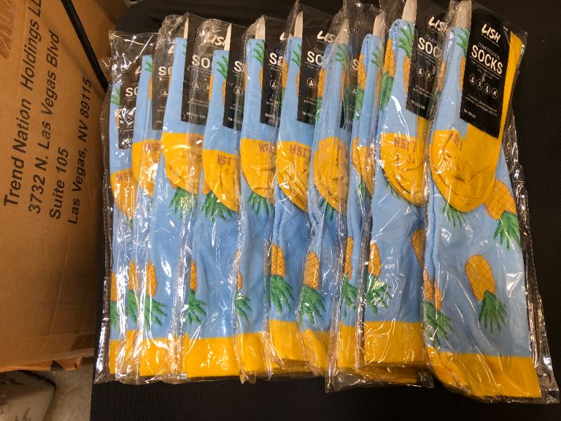 Photo 2 of 10 PACK - Pineapple Print Wide Calf Compression Socks - Graduated 15-25 mmHg Knee High Food Themed Plus Size Support Stockings - LISH SIZE S/M